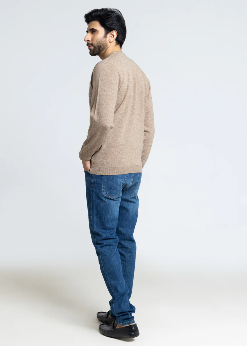 M-Beige-V-Neck Full Sleeves Sweater (511-14) - Image 2