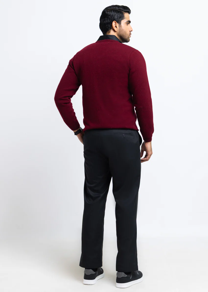 O-Maroon-V-Neck Full Sleeves Sweater (512-14) - Image 2