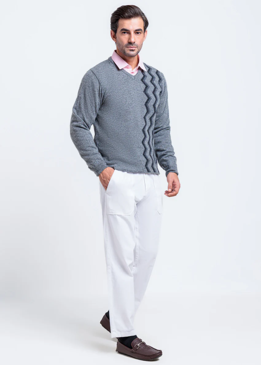 St-Grey-V-Neck Full Sleeves Sweater (513-14) - Image 4