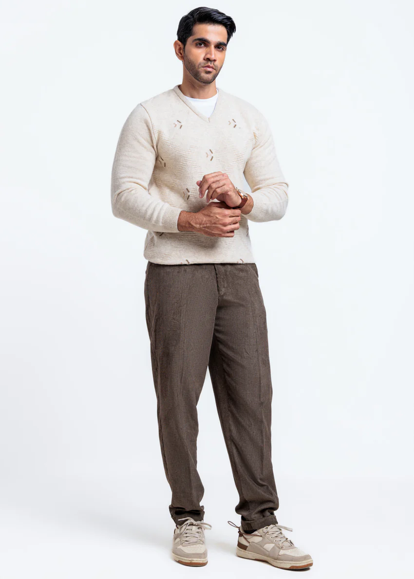 Fog-V-Neck Full Sleeves Sweater (514-14) - Image 3