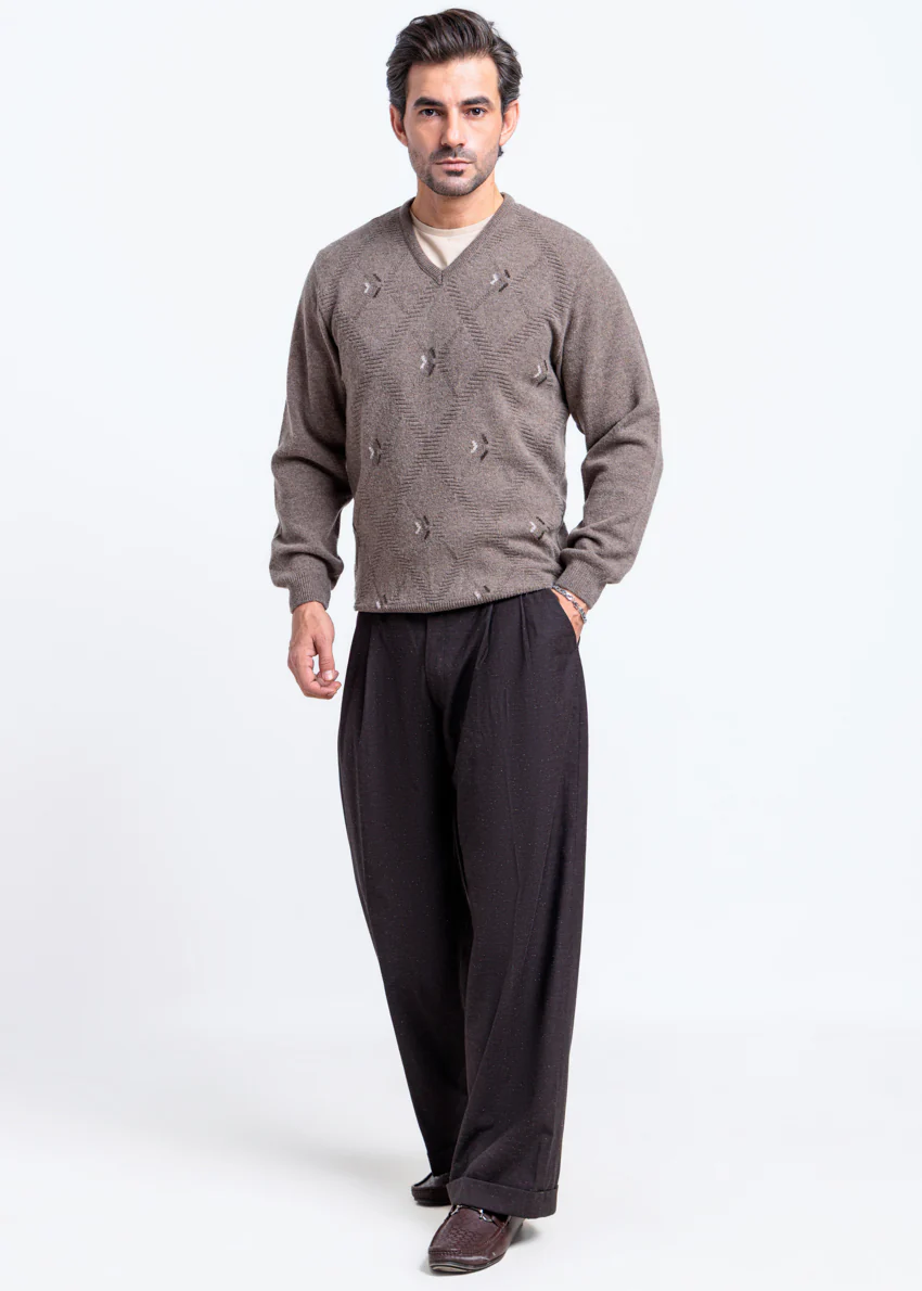 Wd-Smoke-V-Neck Full Sleeves Sweater (514-14) - Image 3