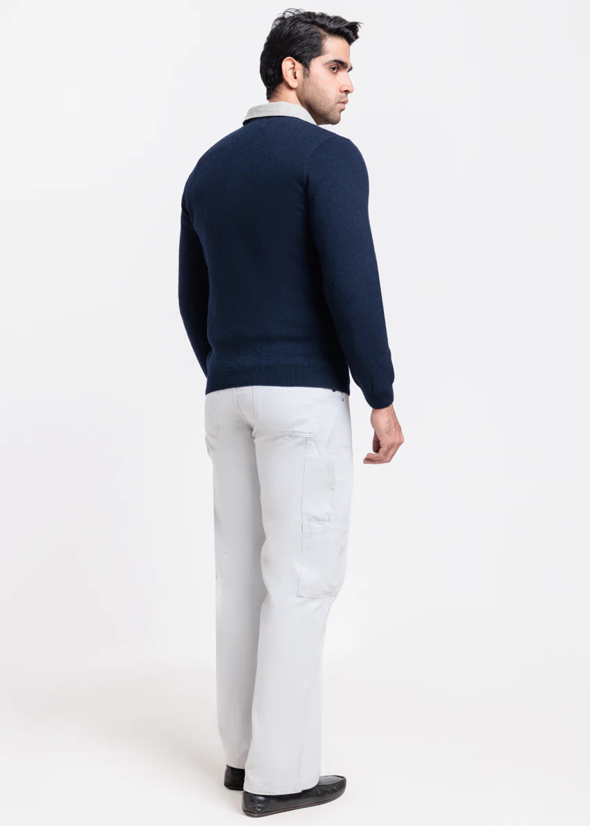 Dn-Blue-V-Neck Full Sleeves Sweater (515-14) - Image 2
