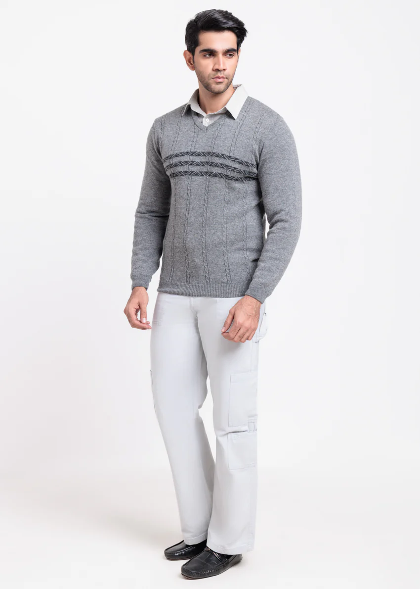 St-Grey-V-Neck Full Sleeves Sweater (515-14) - Image 4