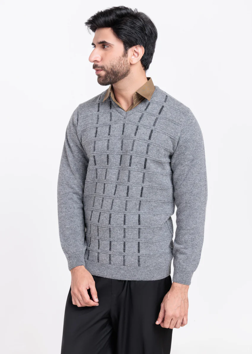 St-Grey-V-Neck Full Sleeves Sweater (517-14) - Image 3