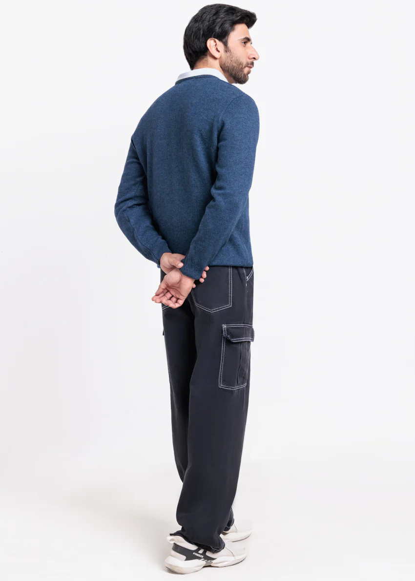 N-D-Blue-V-Neck Full Sleeves Sweater (518-14) - Image 2