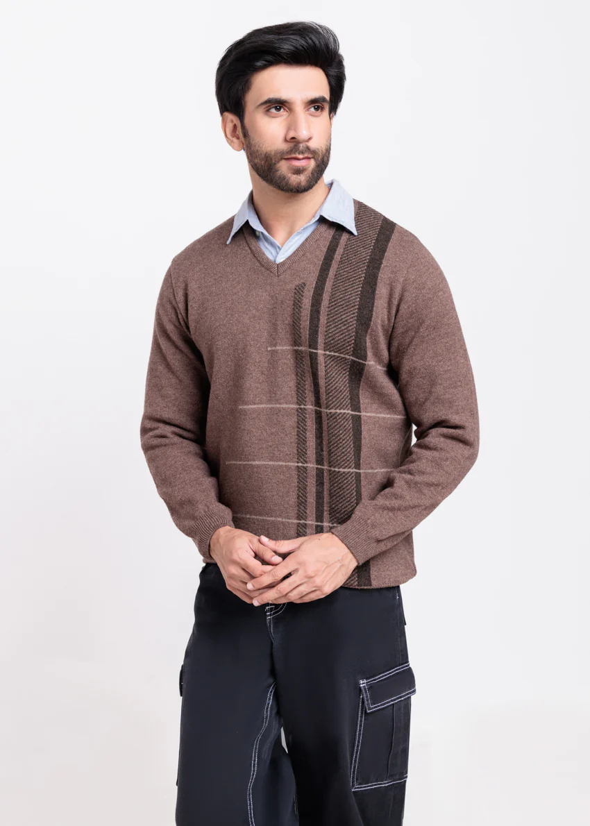 N-Sand-V-Neck Full Sleeves Sweater (518-14) - Image 3