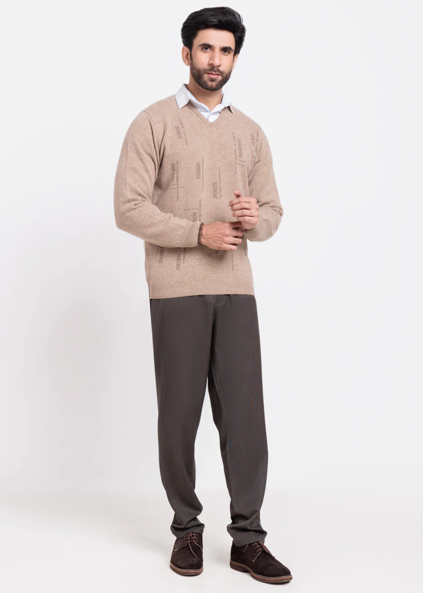 Mashroom-V-Neck Full Sleeves Sweater (519-14) - Image 3