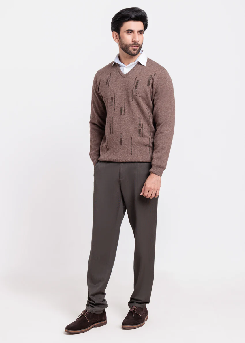 N-Sand-V-Neck Full Sleeves Sweater (519-14) - Image 3