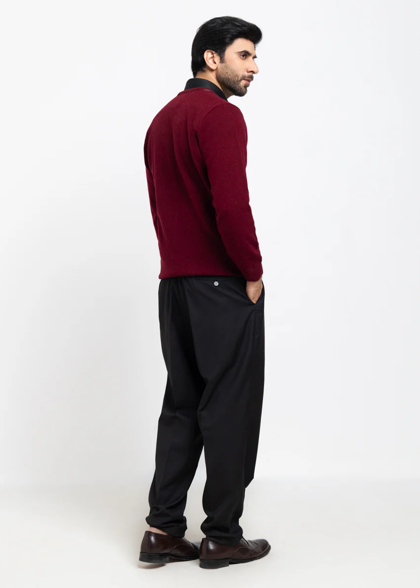 O-Maroon-V-Neck Full Sleeves Sweater (520-14) - Image 2