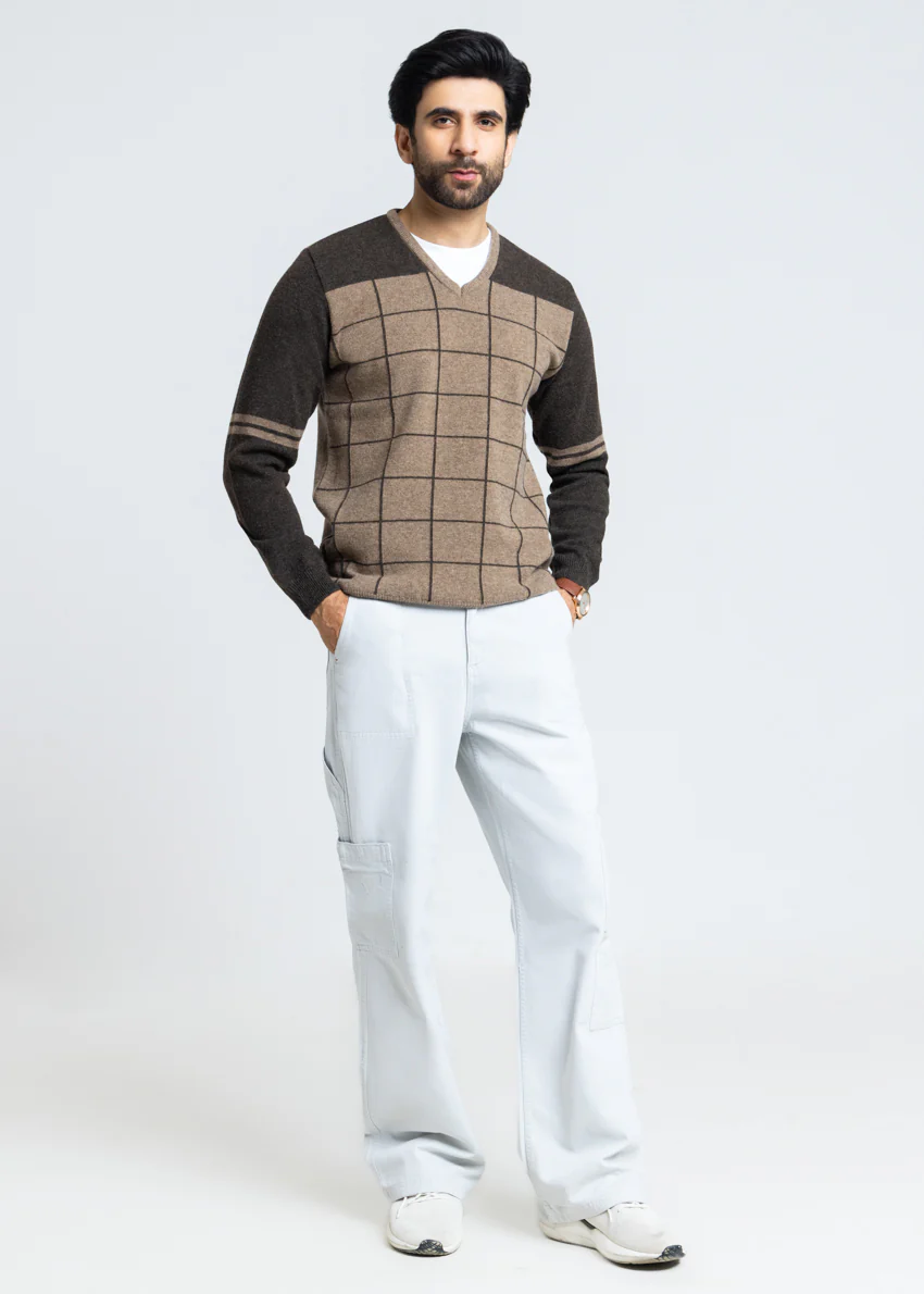 Linen-V-Neck Full Sleeves Sweater (522-14) - Image 5