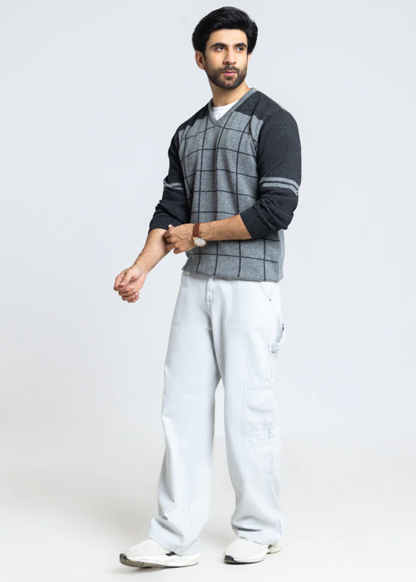 St-Grey-V-Neck Full Sleeves Sweater (522-14) - Image 3