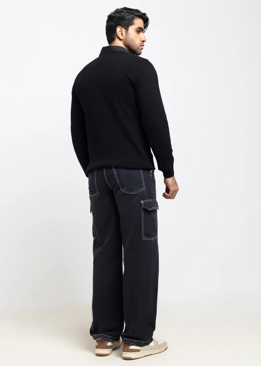J-Black-V-Neck Full Sleeves Sweater (523-14) - Image 2