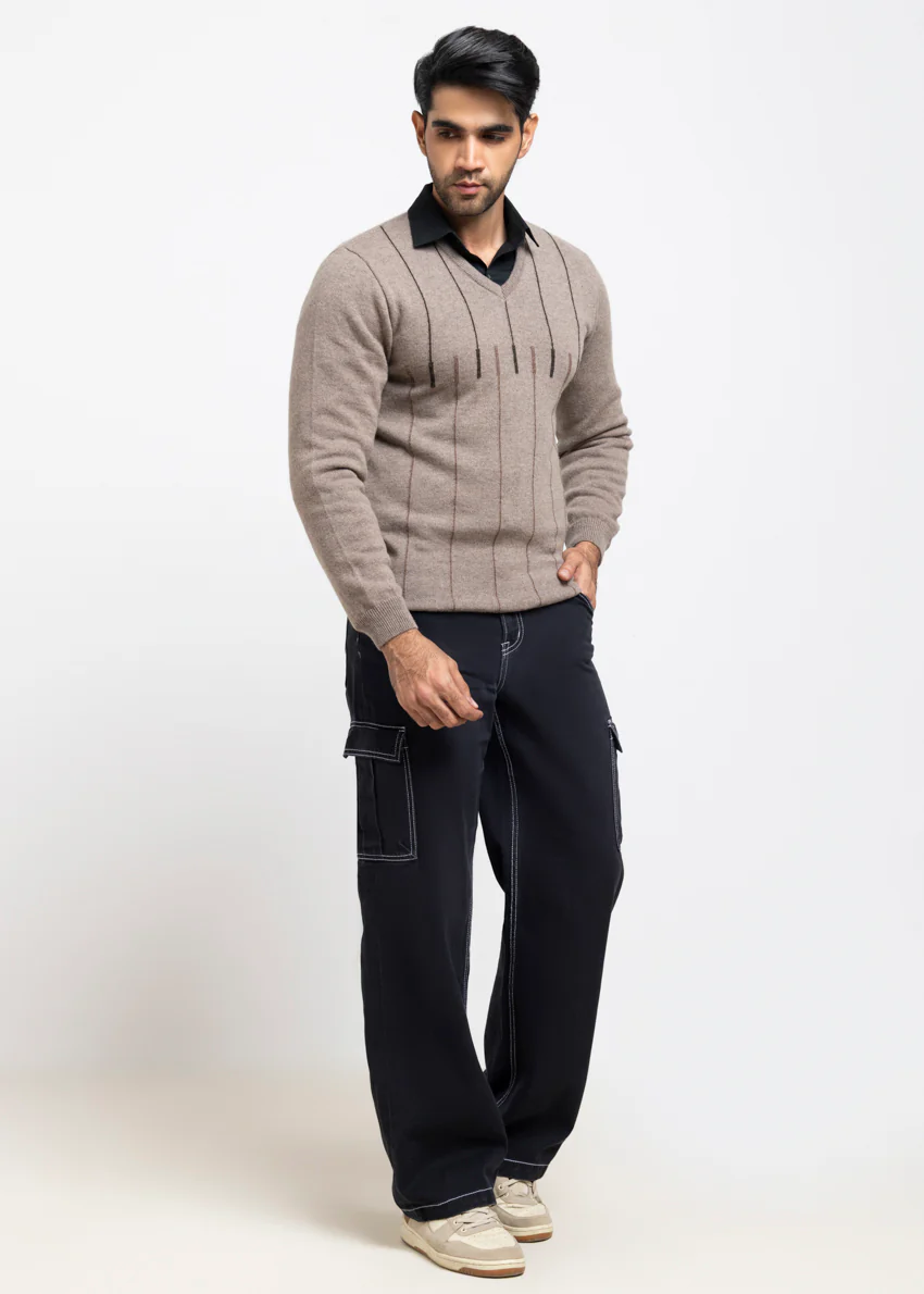 Moon Rock-V-Neck Full Sleeves Sweater (523-14) - Image 4