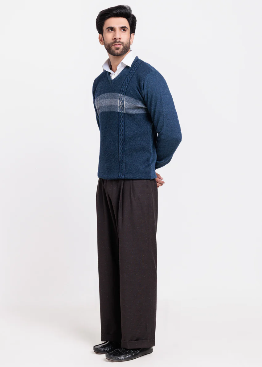 N-D-Blue-V-Neck Full Sleeves Sweater (526-14) - Image 4