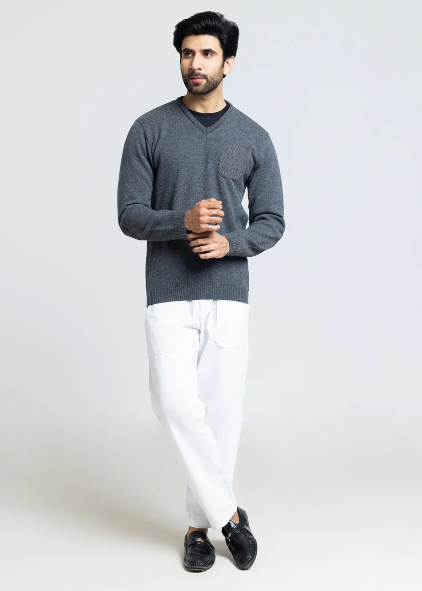 Black-V-Neck Full Sleeves Sweater (552-14) - Image 3