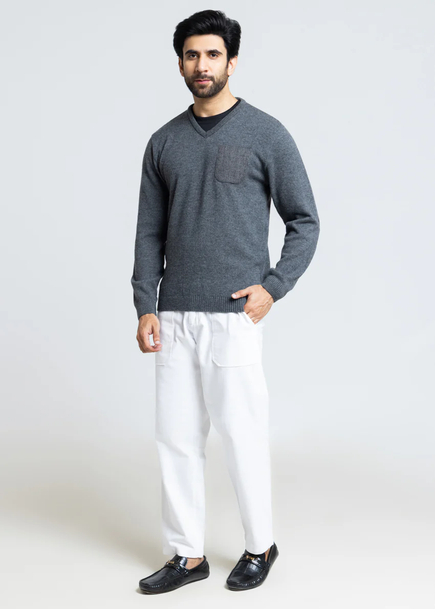 Black-V-Neck Full Sleeves Sweater (552-14) - Image 5