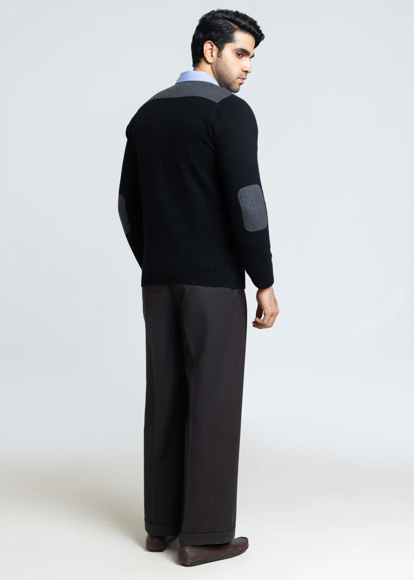 J-Black-V-Neck Full Sleeves Sweater (553-14) - Image 2