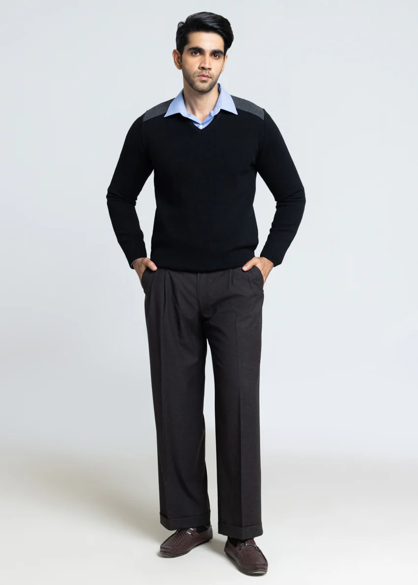J-Black-V-Neck Full Sleeves Sweater (553-14) - Image 3