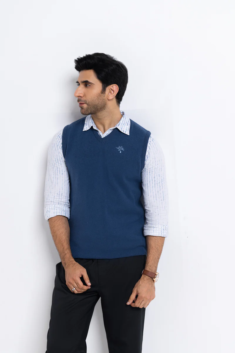 Blue-V-Neck Sando Sweater (651-14) - Image 4