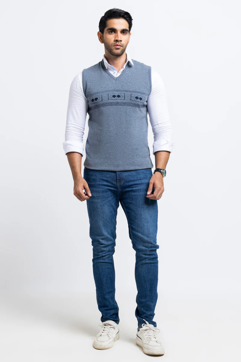 V-Blue-V-Neck Sando Sweater (653-14) - Image 3