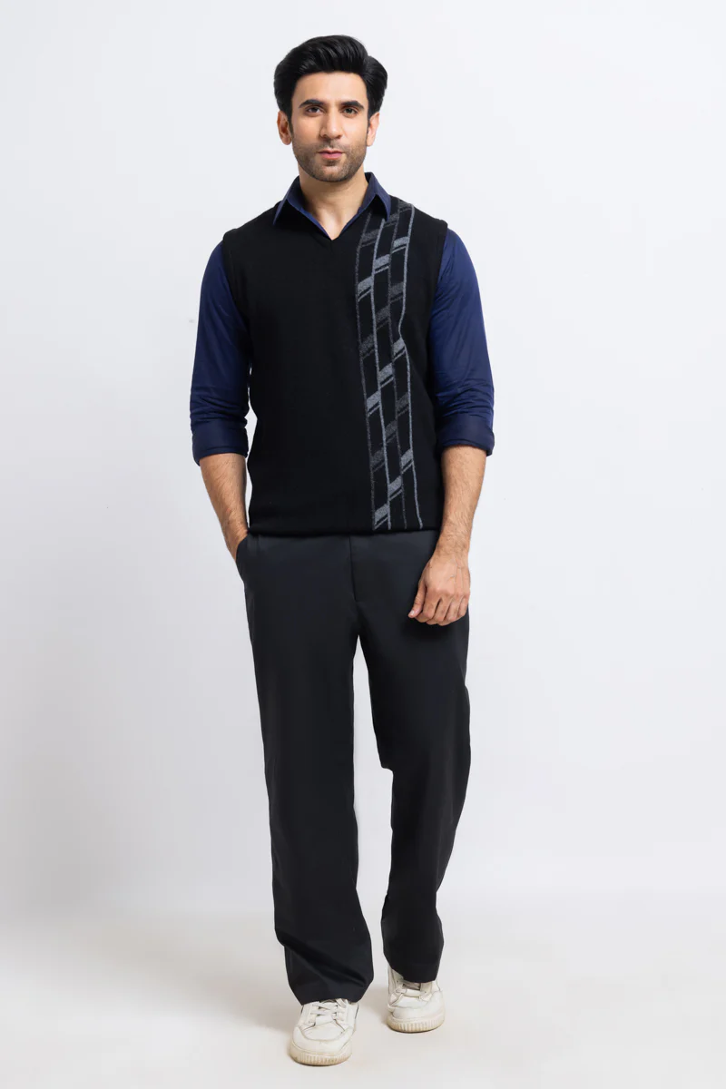 J-Black-V-Neck Sando Sweater (654-14) - Image 3
