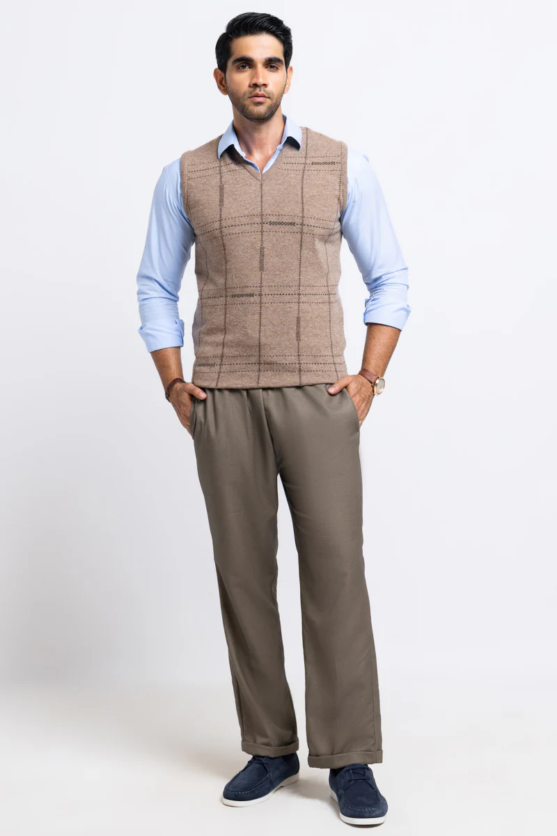 Walnut-V-Neck Sando Sweater (656-14) - Image 3