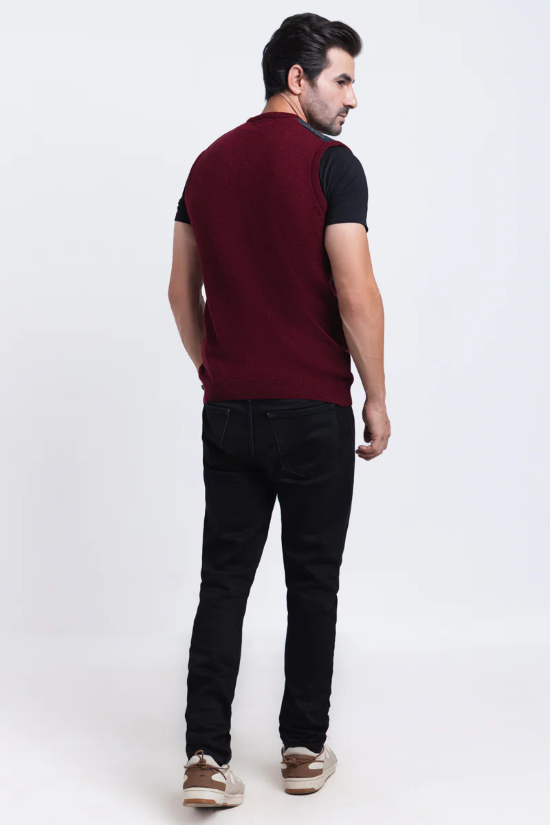 O-Maroon-V-Neck Sando Sweater (662-14) - Image 2