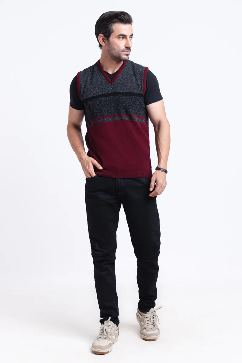 O-Maroon-V-Neck Sando Sweater (662-14) - Image 4