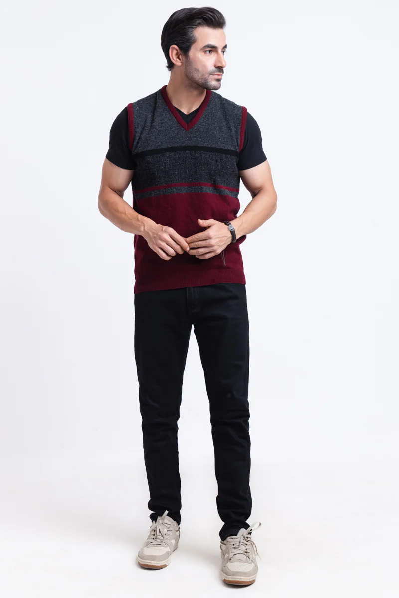 O-Maroon-V-Neck Sando Sweater (662-14) - Image 5