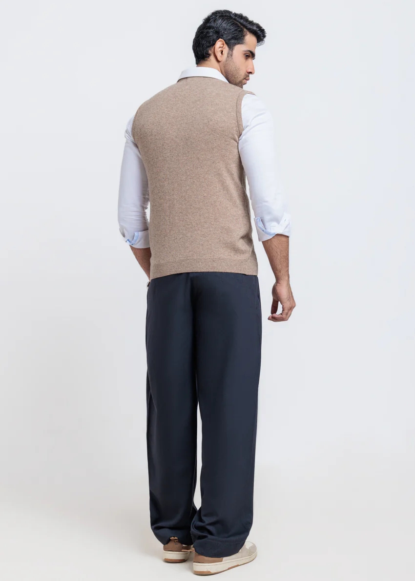 M-Beige-V-Neck Sando Sweater (663-14) - Image 2