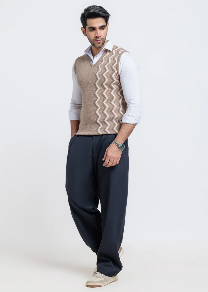 M-Beige-V-Neck Sando Sweater (663-14) - Image 4