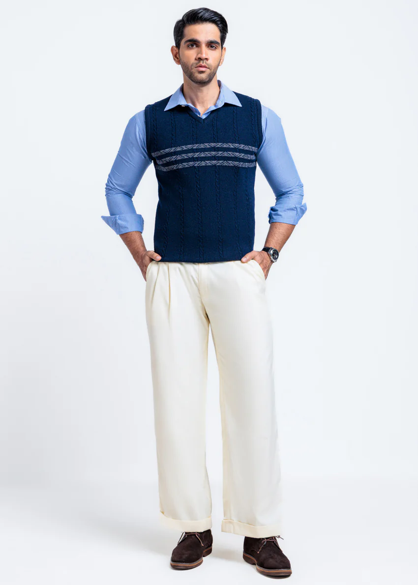 Dn-Blue-V-Neck Sando Sweater (665-14) - Image 3
