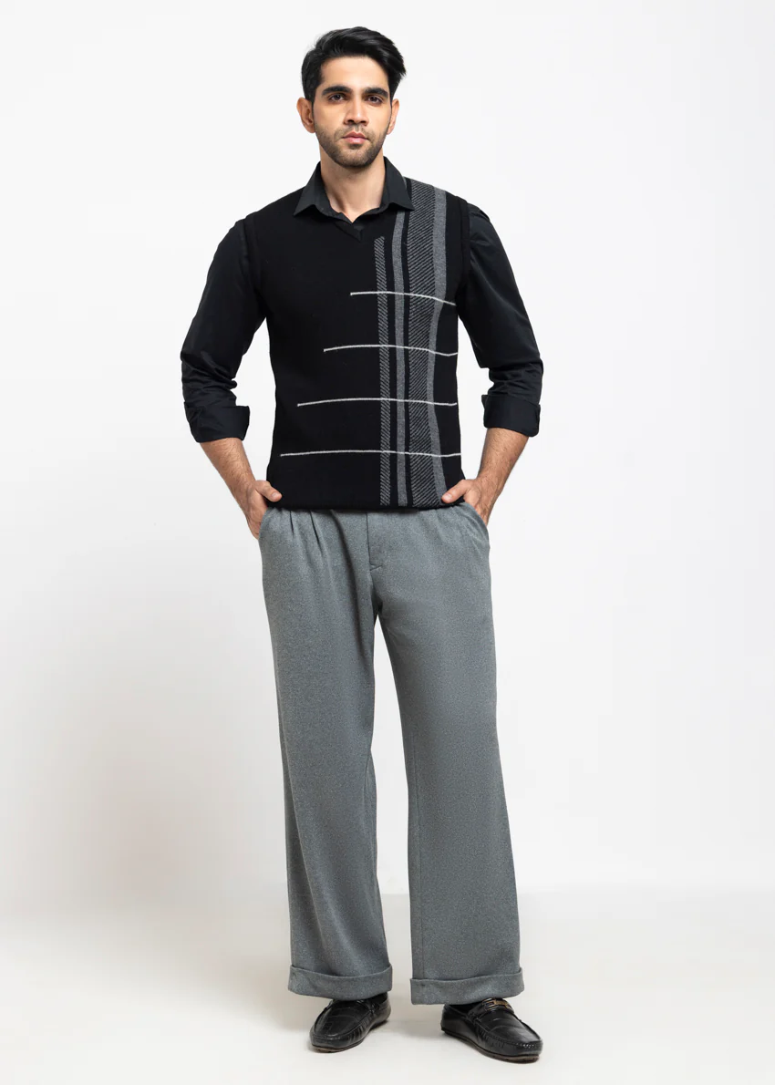 J-Black-V-Neck Sando Sweater (668-14) - Image 3
