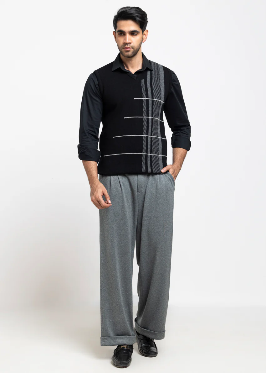 J-Black-V-Neck Sando Sweater (668-14) - Image 4