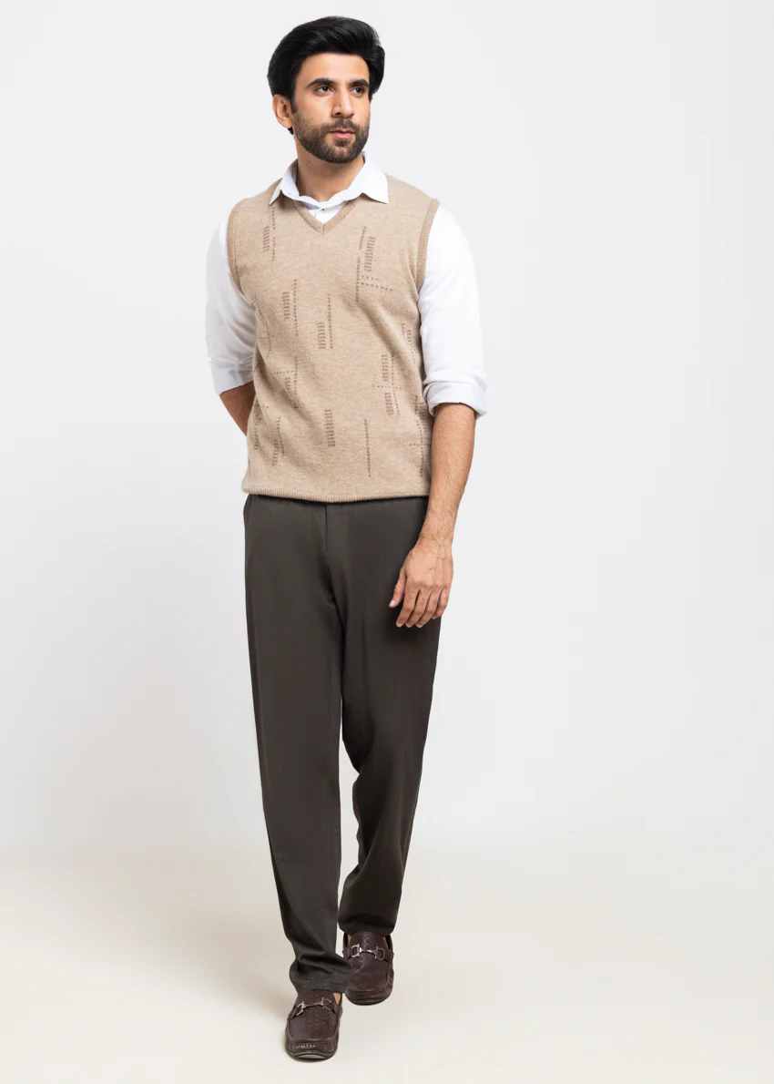 Mushroom-V-Neck Sando Sweater (669-14) - Image 3
