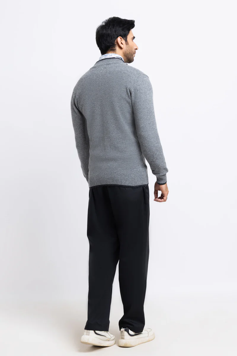 St-Grey-Turtle Neck Zipper Full Sleeves Sweater (751-14) - Image 2