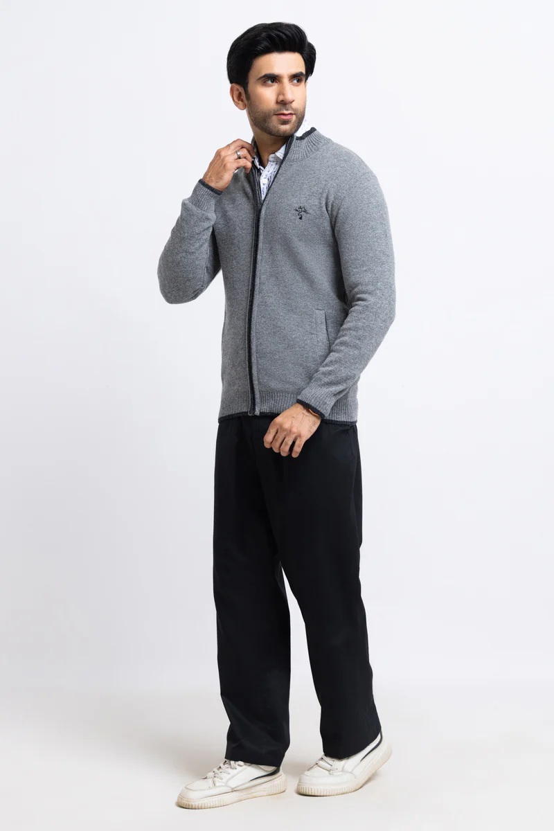 St-Grey-Turtle Neck Zipper Full Sleeves Sweater (751-14) - Image 3