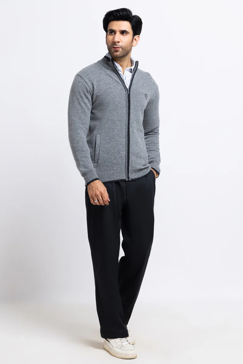 St-Grey-Turtle Neck Zipper Full Sleeves Sweater (751-14) - Image 4