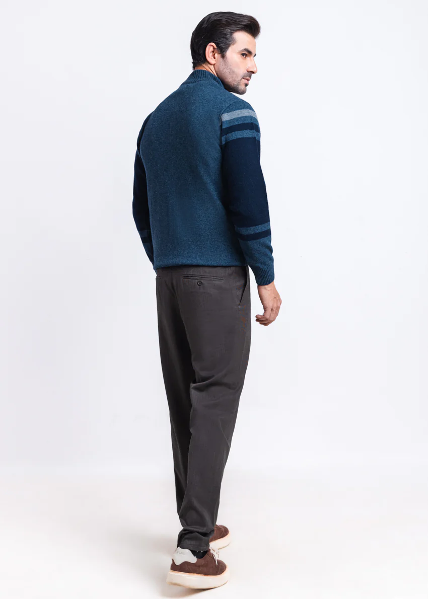 N-D-Blue-Turtle Neck Zipper Full Sleeves Sweater (752-14) - Image 2