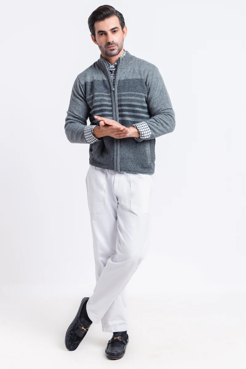 St-Grey-Turtle Neck Zipper Full Sleeves Sweater (757-14) - Image 3