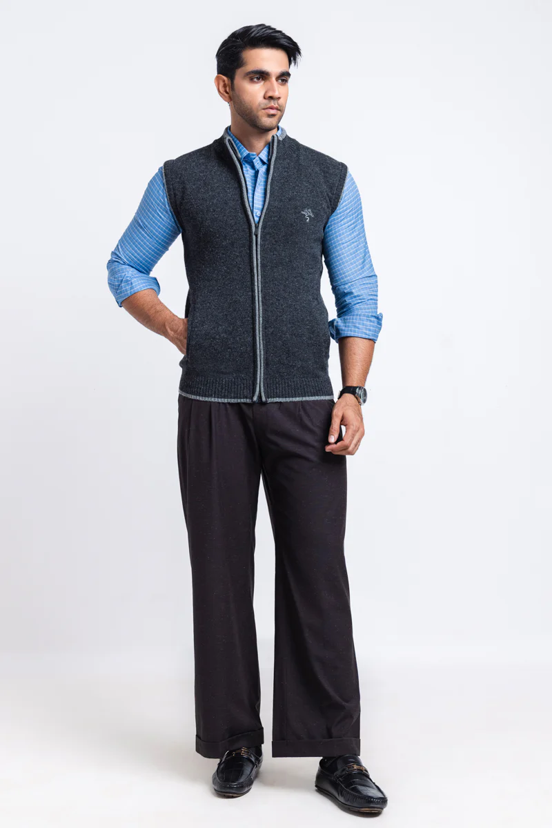 D-Black-Turtle Neck Zipper Sando Sweater (781-14) - Image 3