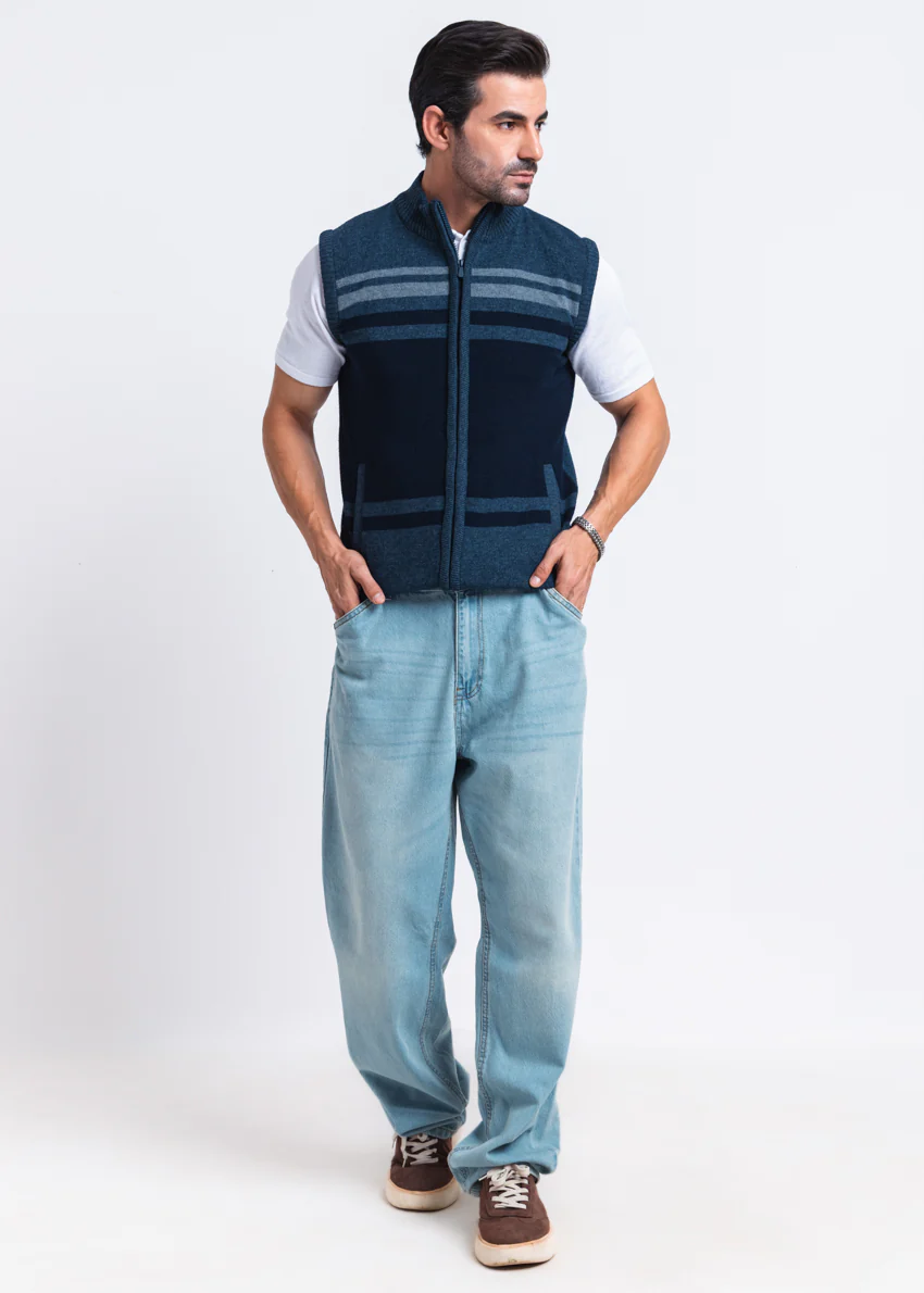 N-D-Blue-Turtle Neck Zipper Sando Sweater (782-14) - Image 3