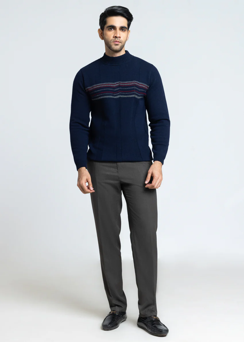 Dn-Blue-Round Turtle Neck Full Sleeves Sweater (852-14) - Image 3
