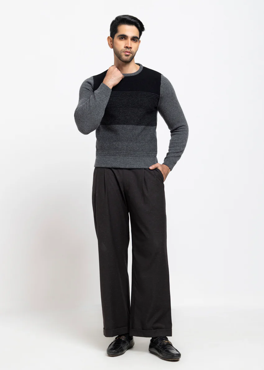 Black-Round Neck Full Sleeves Sweater (853-14) - Image 3