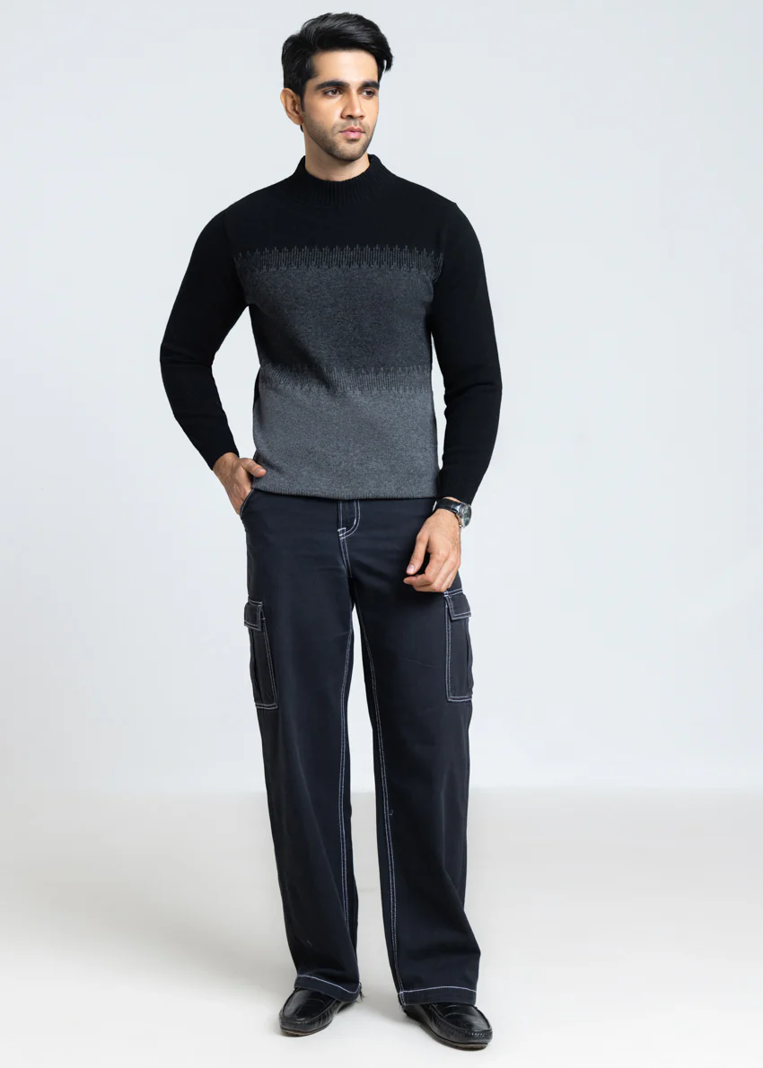 J-Black-Round Turtle Neck Full Sleeves Sweater (854-14) - Image 5