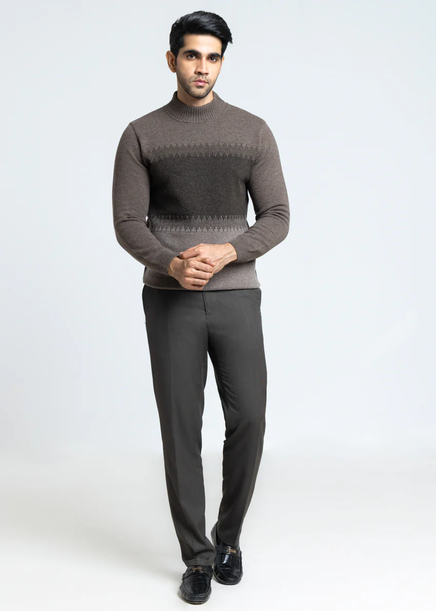 N-Brown-Round Turtle Neck Full Sleeves Sweater (854-14) - Image 3