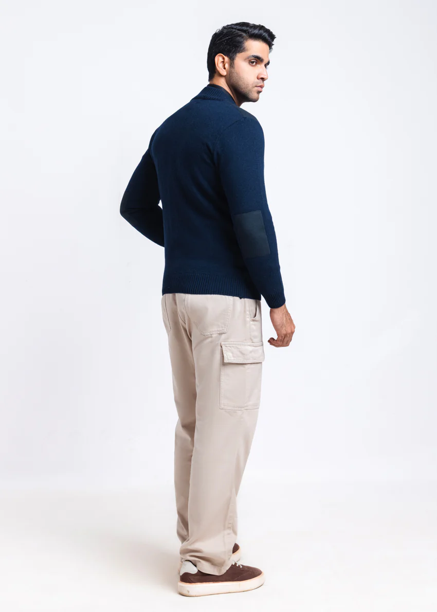 Dn-Blue-Turtle Neck Zipper Full Sleeves Sweater (907-14) - Image 2