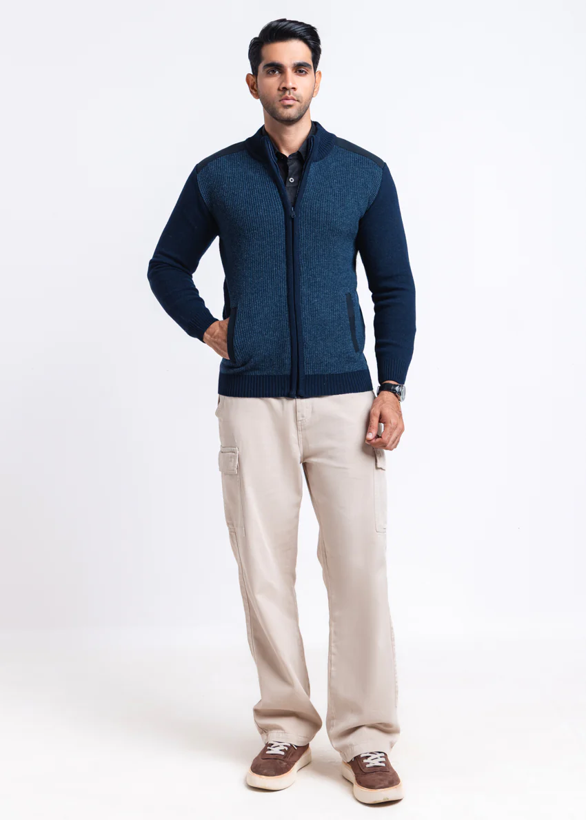Dn-Blue-Turtle Neck Zipper Full Sleeves Sweater (907-14) - Image 5
