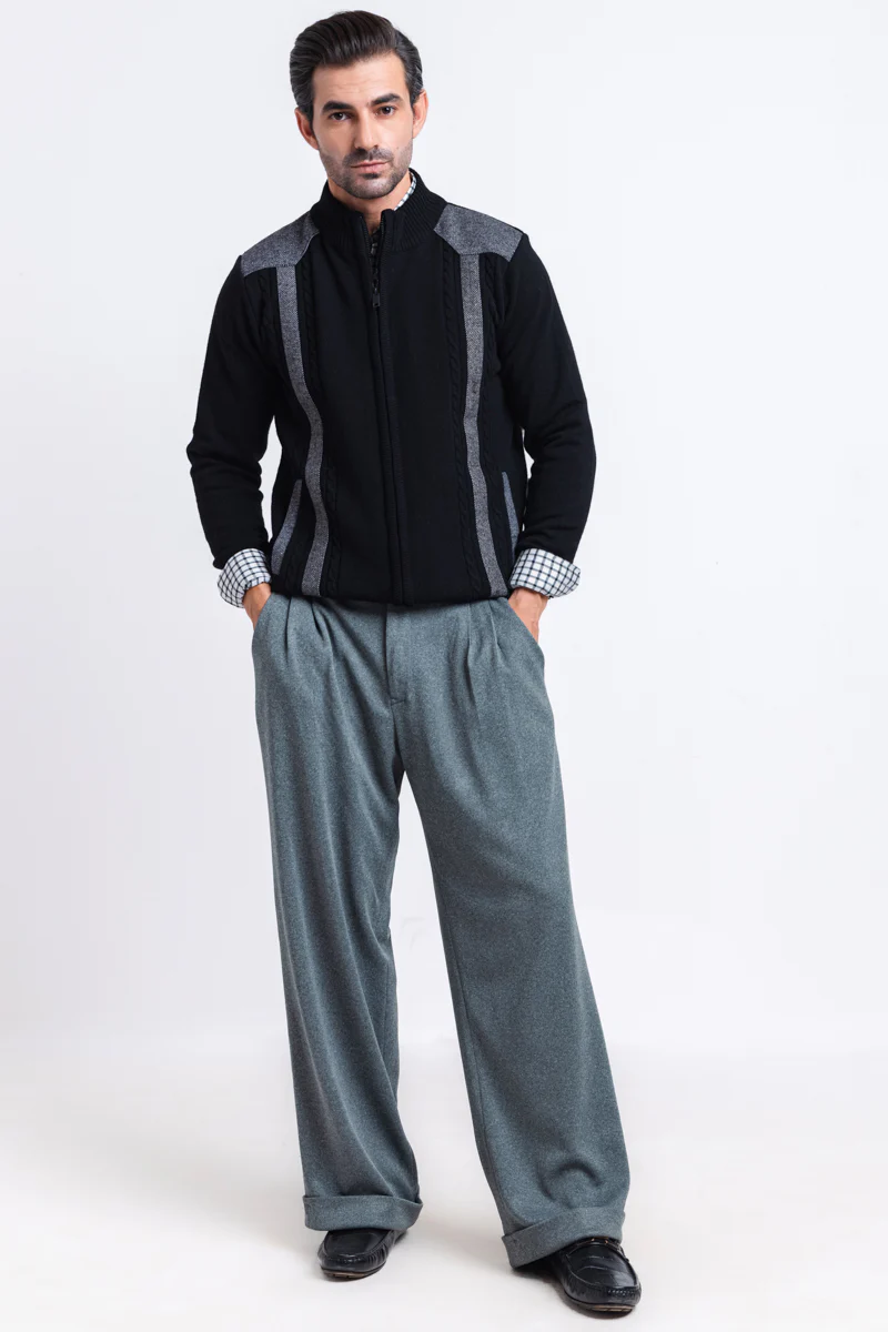 J-Black-Turtle Neck Zipper Full Sleeves Sweater (908-14) - Image 3