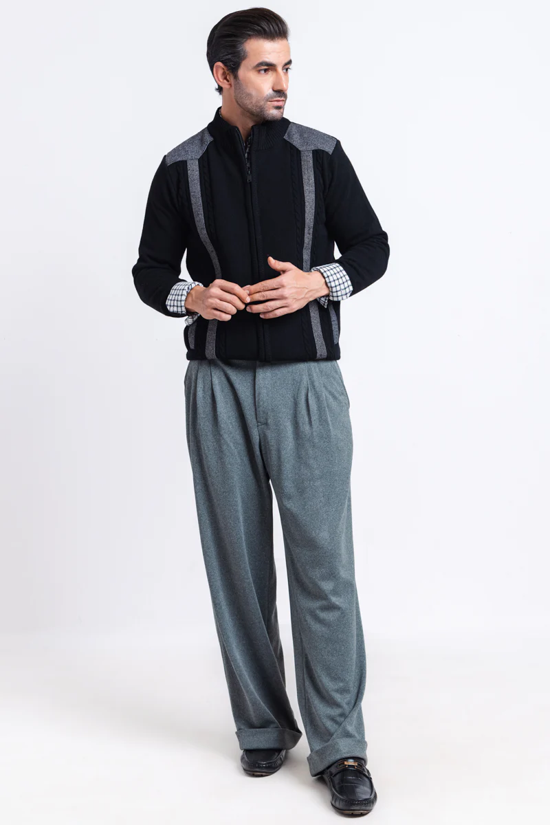 J-Black-Turtle Neck Zipper Full Sleeves Sweater (908-14) - Image 5